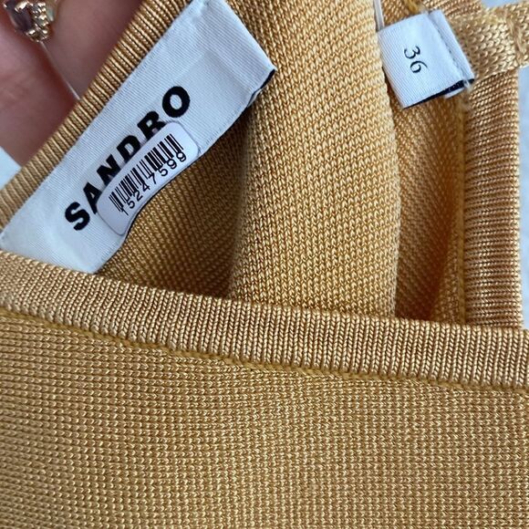 Sandro Ajá Orange Gradient Front Ring Midi Dress - Picture 4 of 10